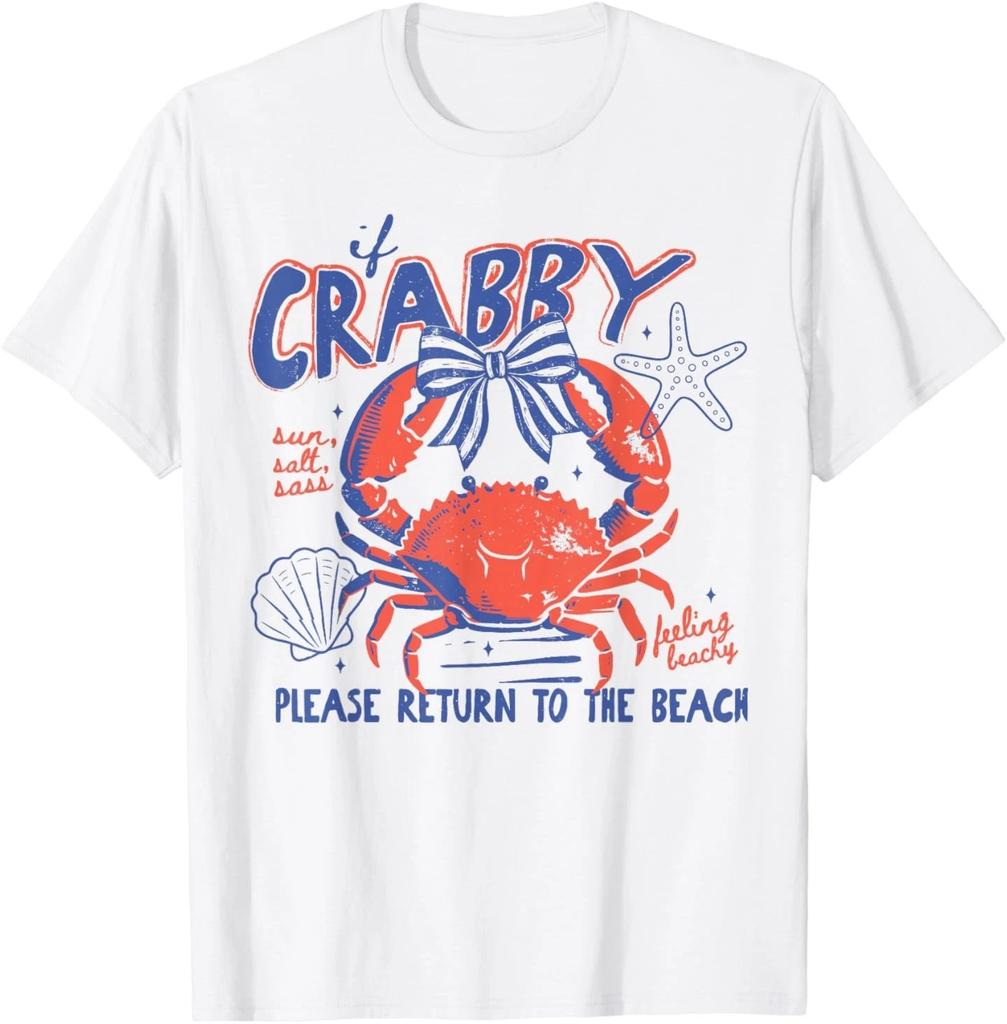 If Crabby Please Return to Beach Summer Crab Matching Outfit T- Shirt