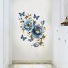 Blue Flower Butterfly Wall Sticker for Home Decor, Self-Adhesive Removable Decal for Living Room Bedroom Entrance