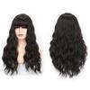 MERISIHAIR Black Wavy Wig for Women, Black Wig with Bangs Long, Heat Resistant Wig Black Bangs Wavy, Synthetic Wig With Bangs,