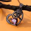 Halloween Skull Heart Shape Pendant Necklace for Women Exquisite Inlaid Zircon Black Gold Color Chain Necklace Jewelry Personalized Gift