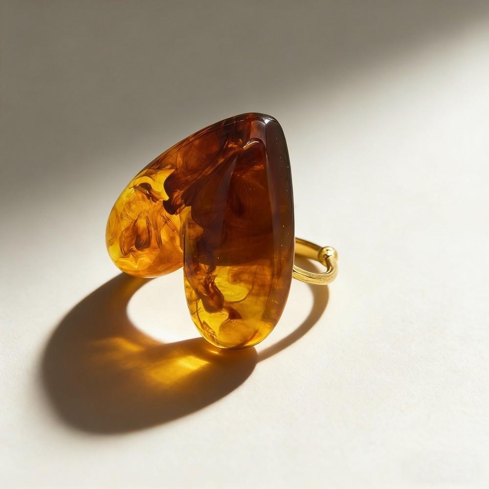 Простое кольцо с открытым ртом Личностное регулируемое кольцо Модное кольцо-сердце из смолы Мужское/Женское