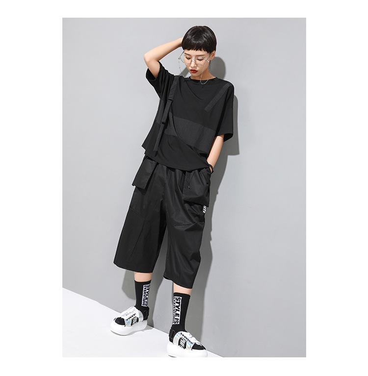 European & American Women's Summer Gothic Patchwork T-shirt, Round Neck, Short Sleeve, Trendy BF Style Streetwear.