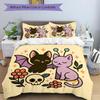 3pcs Bat and Cat Cute Cartoon Design Bedding Set - 1 Soft Quilt Cover + 2 Pillowcases, Machine Washable - Suitable for All Seasons, Perfect Gift
