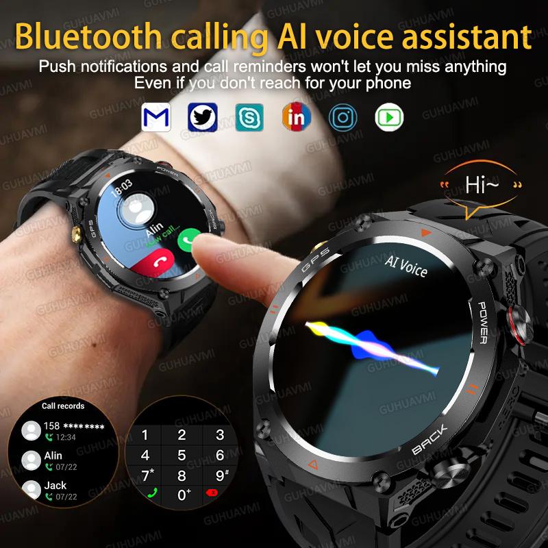 Новые GPS-часы для активного отдыха и спорта, военные, мужские, с AMOLED HD-экраном, компасом, пульсометром, водонепроницаемые, с Bluetooth-звонками, умные часы