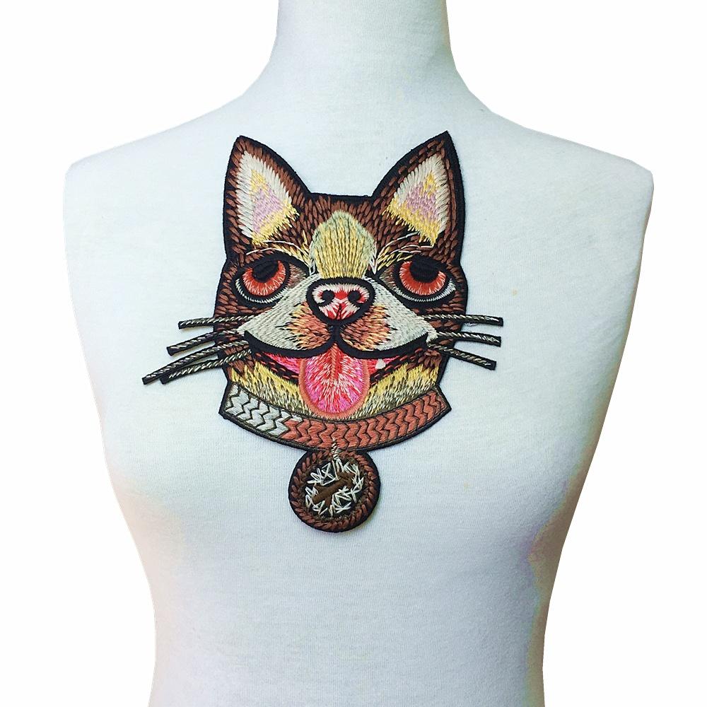 1Pc Sew Big Dog Head Embroidery Patch Embroidered Applique Animal Patches For Clothes Coat Hound Appl