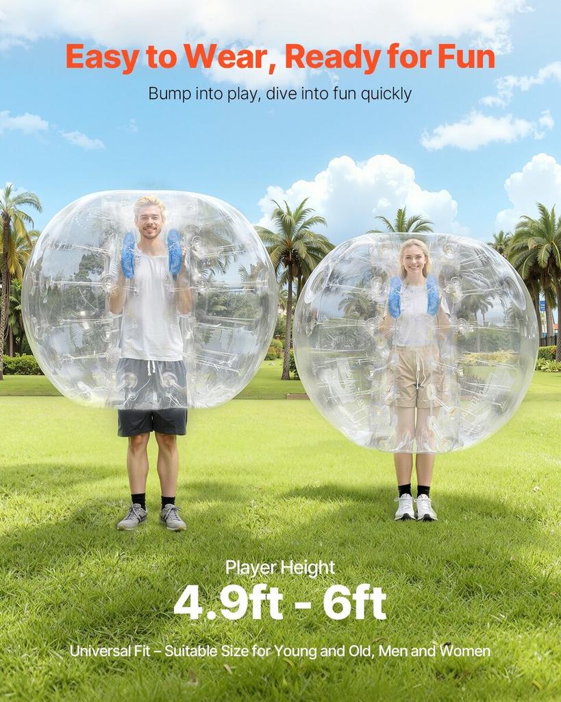 Inflatable Bumper Ball 1-Pack, 5FT/1.5M Body Sumo Zorb Balls for Teen & Adult, 0.8mm Thick PVC Human Hamster Bubble Balls for Outdoor Team Gaming