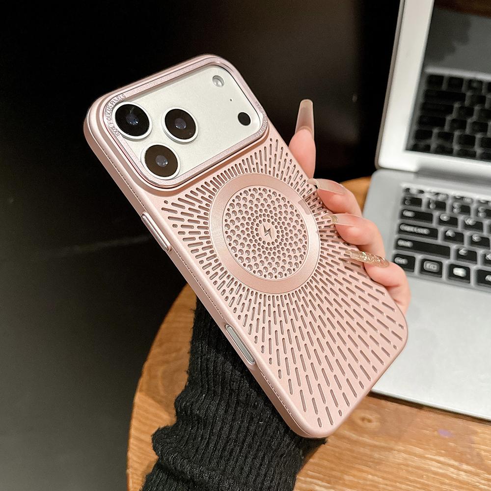 Роскосный Охлаждающий Чехол с Рассеиванием Тепла Полый Для iPhone 17 15 14 13 16 12 Pro Max Plus 17Pro 17 Для MagSafe Магнитный Матовый Чехол