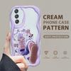 Cute Cartoon Pattern Cream Texture Casing Wavy Edge Soft Silicone Cover Phone Case for Samsung