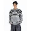 Kisko Джемпер с жаккардовым узором Fair Isle в американском стиле, тяжелый, с круглым вырезом, для мужчин и женщин, высококачественный повседневный трикотаж