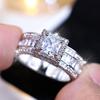 Fashion Jewelry Ladies Princess Cut Stone Four-claw Ring Inlaid Fashion Wedding Ring Engagement Jewelry Ring