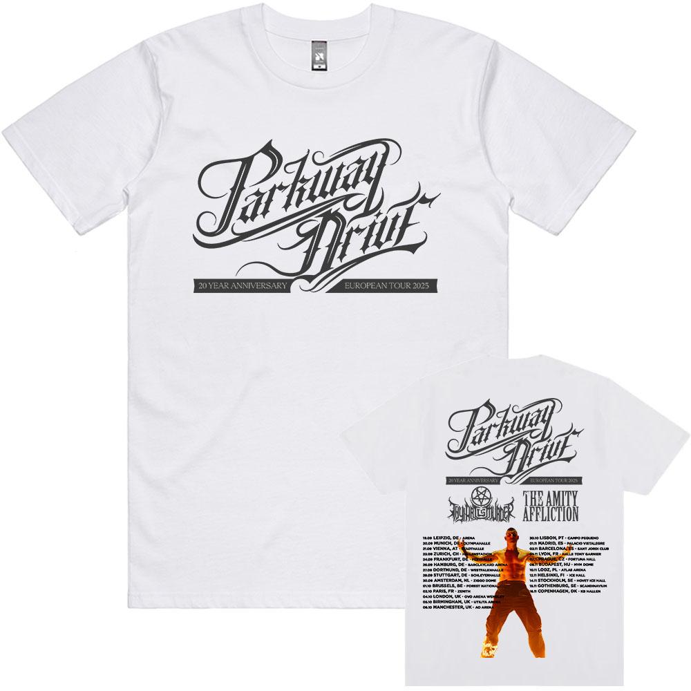 Parkway Drive 20-летний юбилейный европейский тур 2025 Футболка Хлопок Короткий рукав Мода Мужские футболки Унисекс Уличная одежда Принт Футболка
