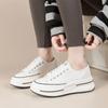 Новые кроссовки на платформе, женская парусиновая обувь, модная обувь на толстой подошве, танкетка, повседневная обувь на шнуровке, студенческие туфли на вулканизированной платформе