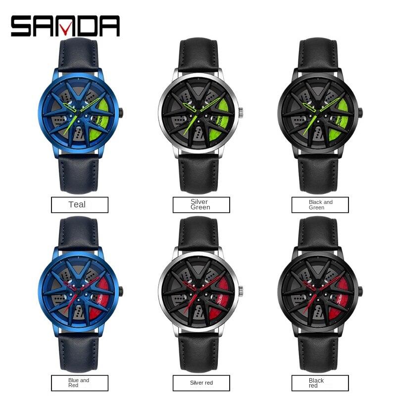 SANDA Новые автомобильные кварцевые часы для мальчиков, крутые мужские повседневные мужские электронные кварцевые часы с ремнем