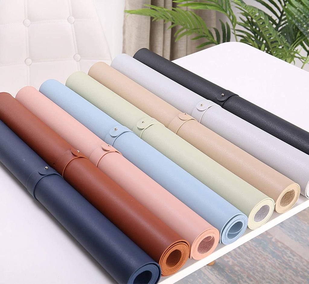 NOEINA Офисные принадлежности PU Кожаный коврик для стола Коврик для мыши Коврик для компьютера для письменного стола Большой Многофункциональный Прочный Двусторонний Белый Серый 120