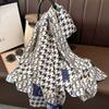 1 Pcs 180x90 Korean-style Women's Fashion Letter Thousand-bird Pattern Imitation Silk Scarf, Air Conditioner Shawl, Beach Towel