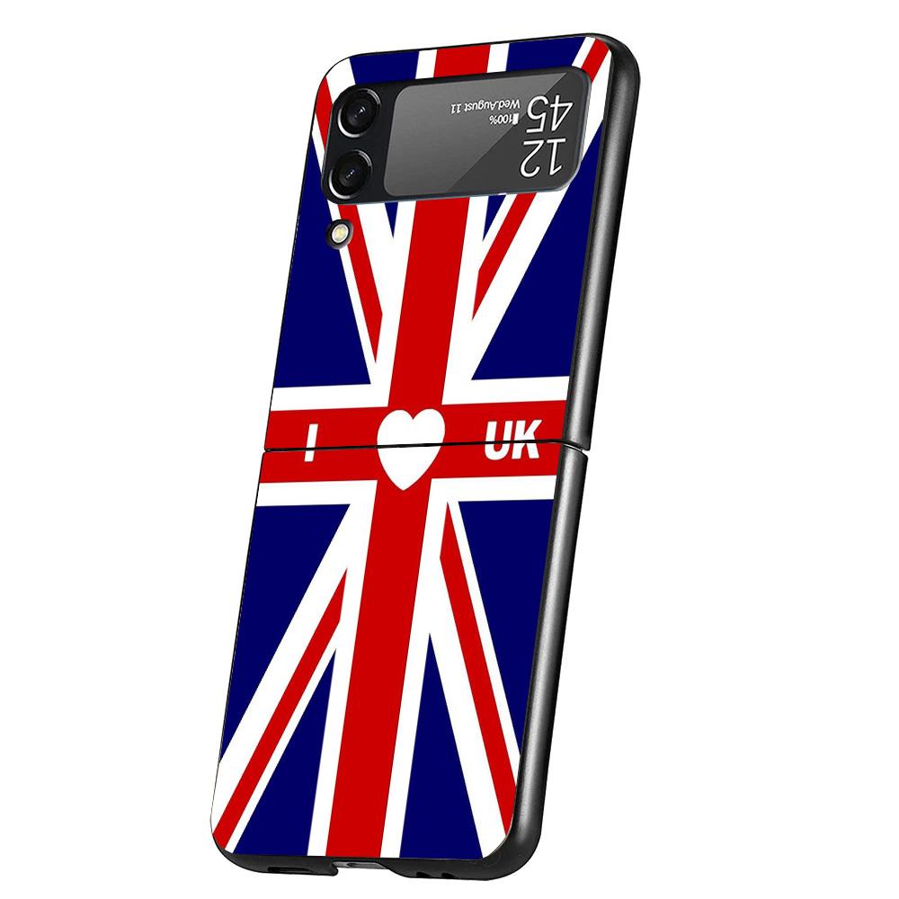 Union Jack England UK Flag Cover Phone Case For Samsung Galaxy Z Flip 7 6 5 4 3 5G Flip7 Flip6 Flip5 Flip4 Flip3 Black Fundas Sh