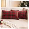 Christmas Check Cushion Pillow Cover for Living Room Sofa (Pack of 2, 12x18 Inch) Red Christmas Theme Cushion Cover, Sofa Cushion Cover
