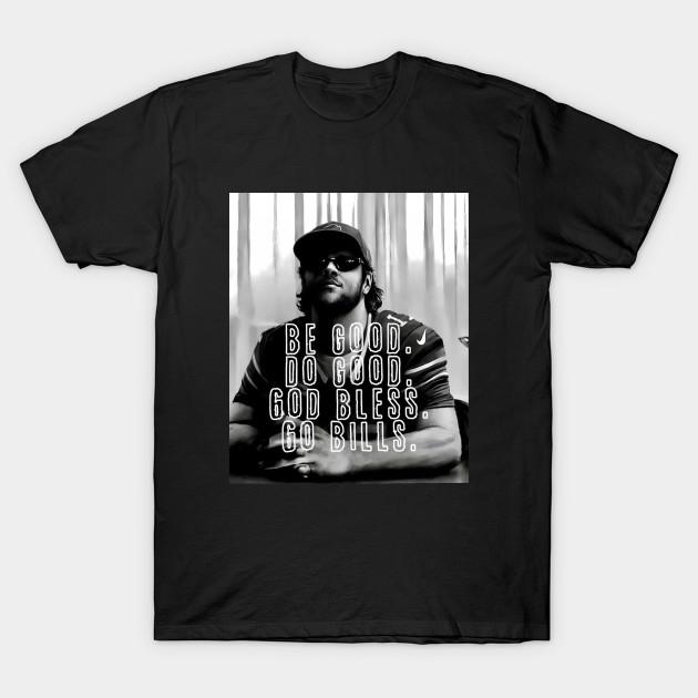 Men Black Print T-shirt Vintage Buffalo Josh Allen Sunglasses Be Good Do Good God Bless Go Bills No-Cut Transfer Paper Print Cotton Tshirt