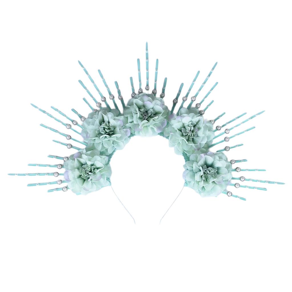Graceful Floral Hair Garlands Silk Headpiece Ethnic Hair Decoration with Colorful Flowers Floral Charm for Photoshots