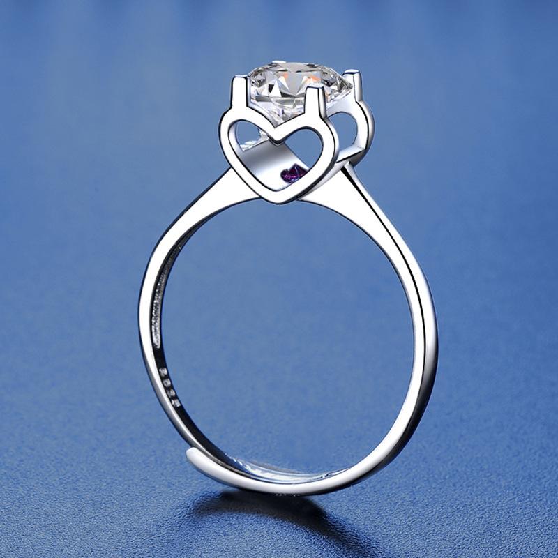 Bague Ringen S925 Серебро Набор 1 карат Муассанит Любовь Кольцо с головой быка для женщин, живущих простое кольцо