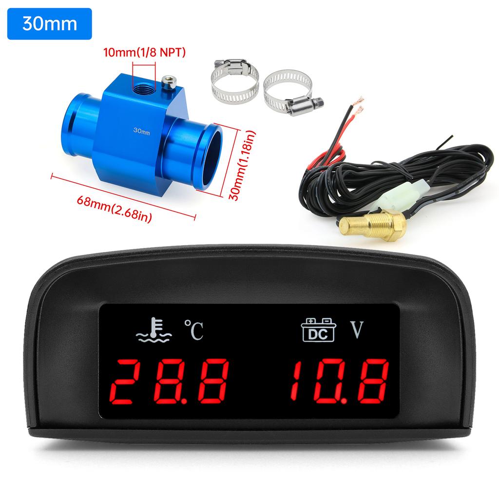 2 в 1 Автомобильный датчик температуры воды + напряжения ЖК-дисплей Цифровой датчик температуры воды Вольтметр с адаптером датчика 1/8 NPT 12 В 24 В