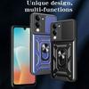 For Vivo Y29s 5G/Y04 4G Case with Slide Camera Lid PC+TPU Kickstand Phone Cover