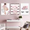 Fashion Woman Poster Pink Flowers Perfume Canvas Painting Wall Art Eyelash Makeup Print Picture Modern Girl Room Home Decoration