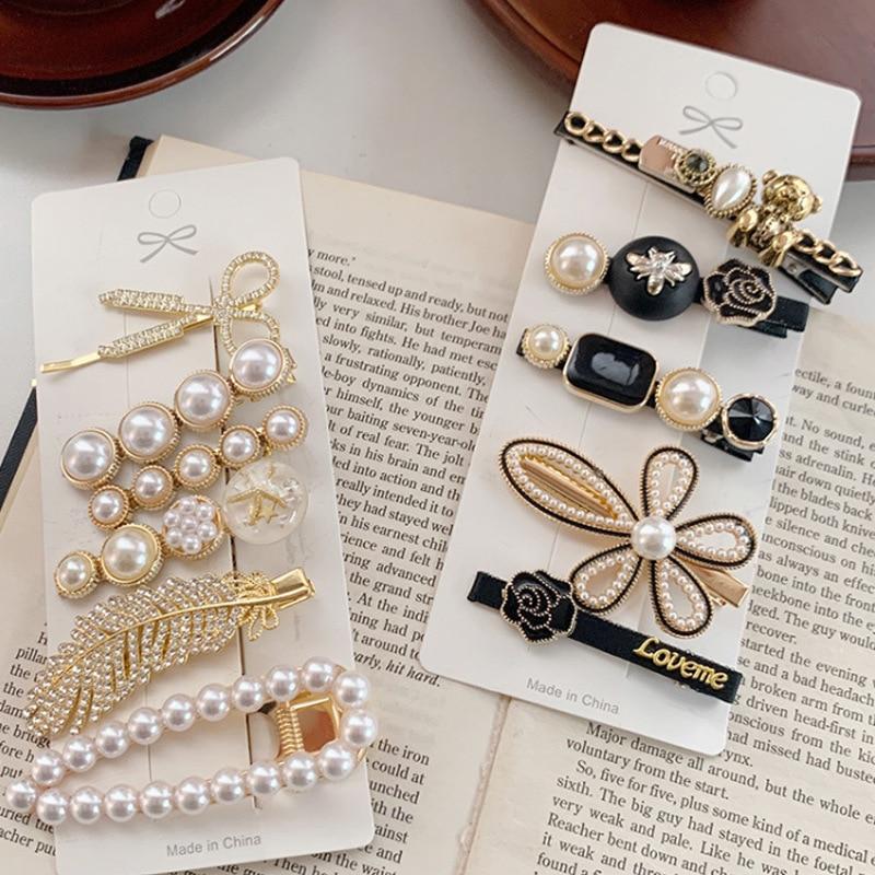 Новая мода 5/6/8 шт. набор жемчужная заколка для волос для женщин корейская заколка для волос с геометрическим рисунком и кристаллами заколки для волос для девочек аксессуары для волос для девочек