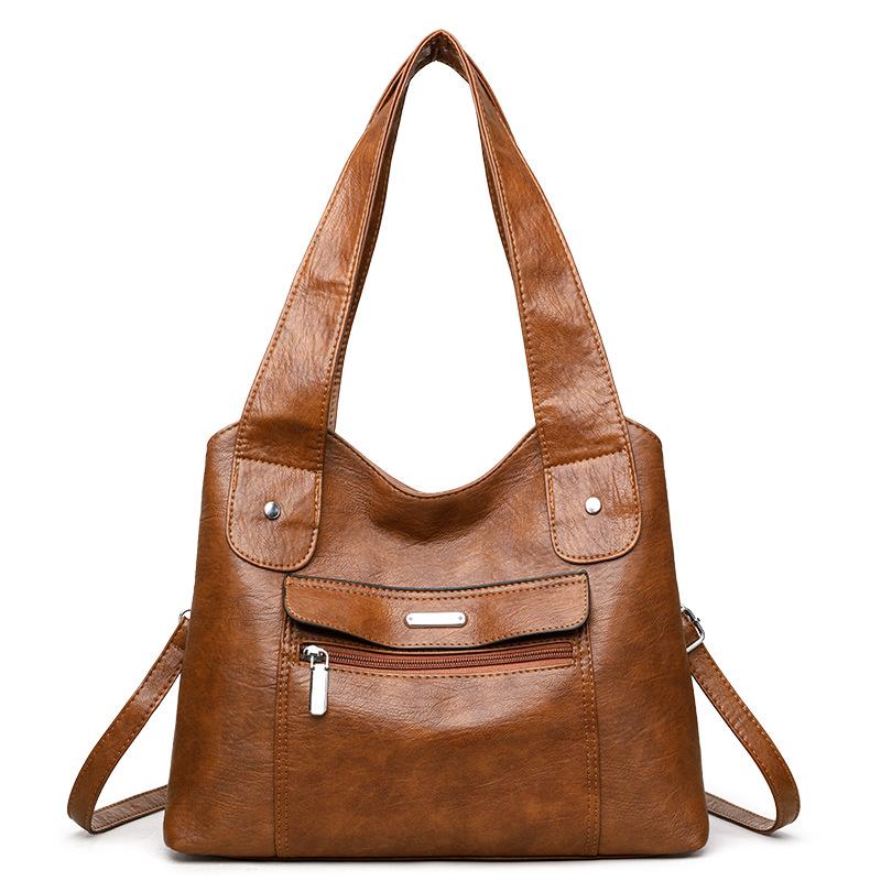 Вместительная сумка из мягкой кожи, модная женская повседневная наплечная сумка-тоут