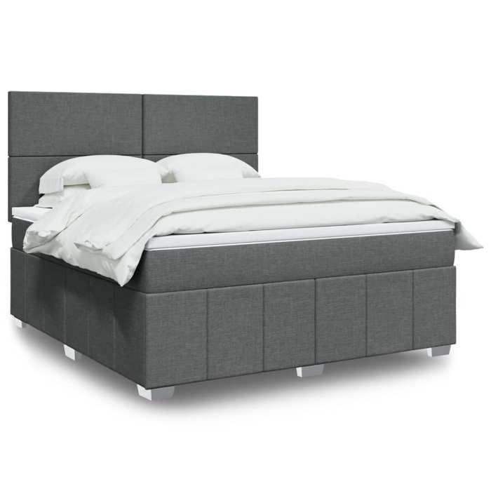Maison Exclusive - Sommier à lattes de lit avec matelas Gris foncé 180x200cm Tissu