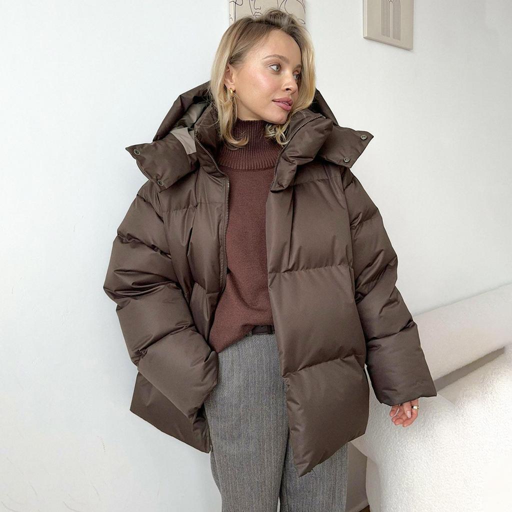 Womens Identical Cotton Jacket Winter Thickened Warm Cotton Long Sleeved Jacket Trendy Short Down Cotton Overcoat