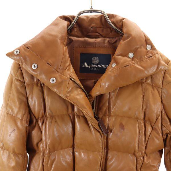Aquascutum Овечья кожа Кожа ягненка Пуховик 8F Коричневый Женский Б/у