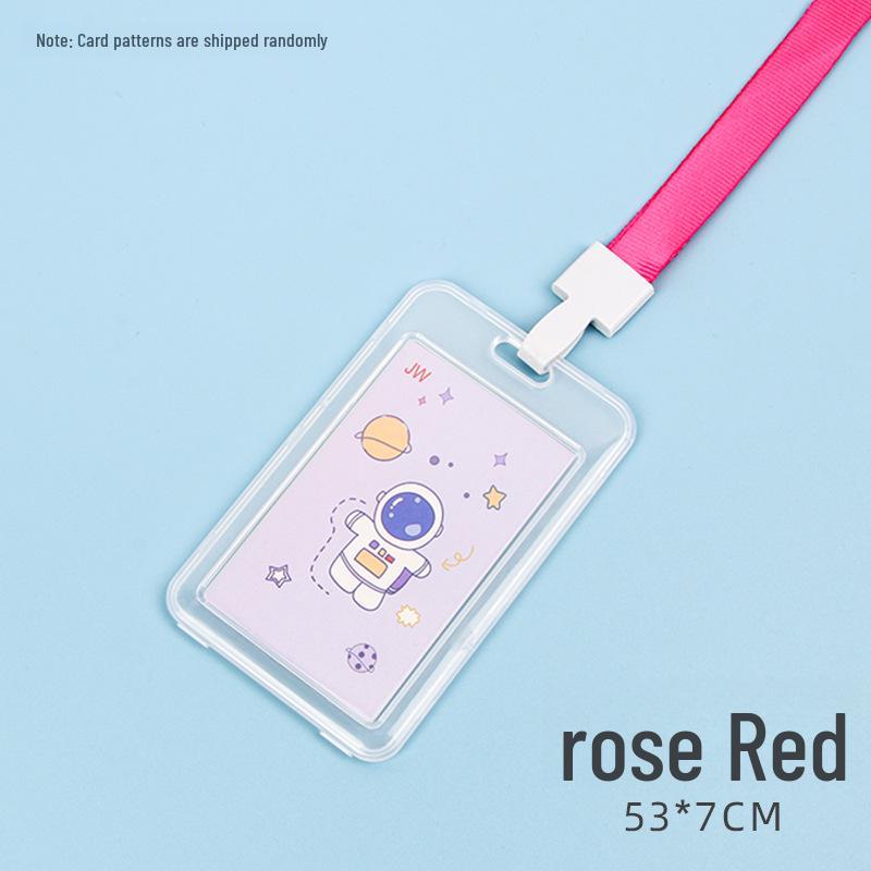 Student Cartoon Clear Badge Holder with Lanyard for ID or Bus Card