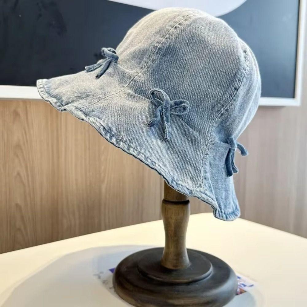 Джинсовые шляпы-ведерки с бантом, корейские кепки-бассейны для мужчин, модная солнцезащитная шляпа для путешествий