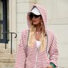 HNXC Women's Fashion Casual Stripe Print Long Sleeve Hooded Hoodies & Sweatshirts
