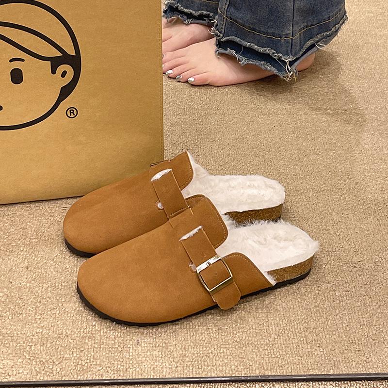 Женские тапочки-сабо, классические тапочки из пробки, нескользящие туфли из пробки для улицы, женские с поддержкой свода стопы, плюшевые домашние тапочки для женщин