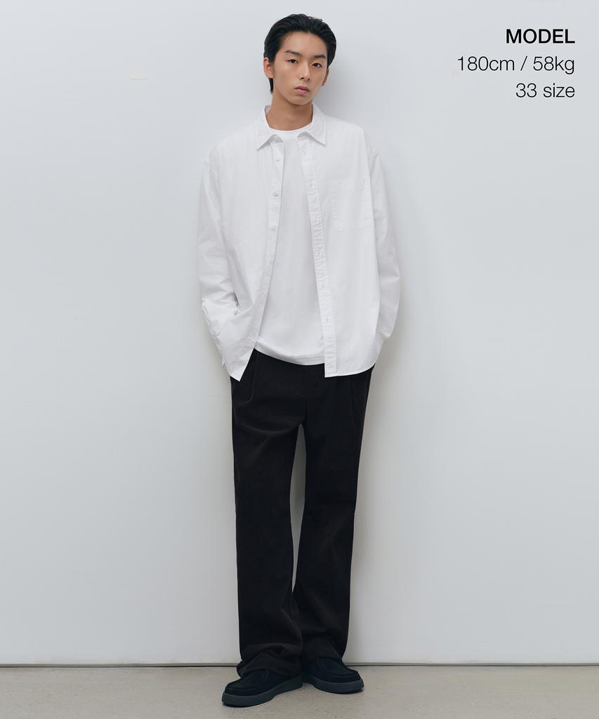 MUSINSA STANDARD 8W Corduroy One-Pleat Wide Elastic Pants [Black]