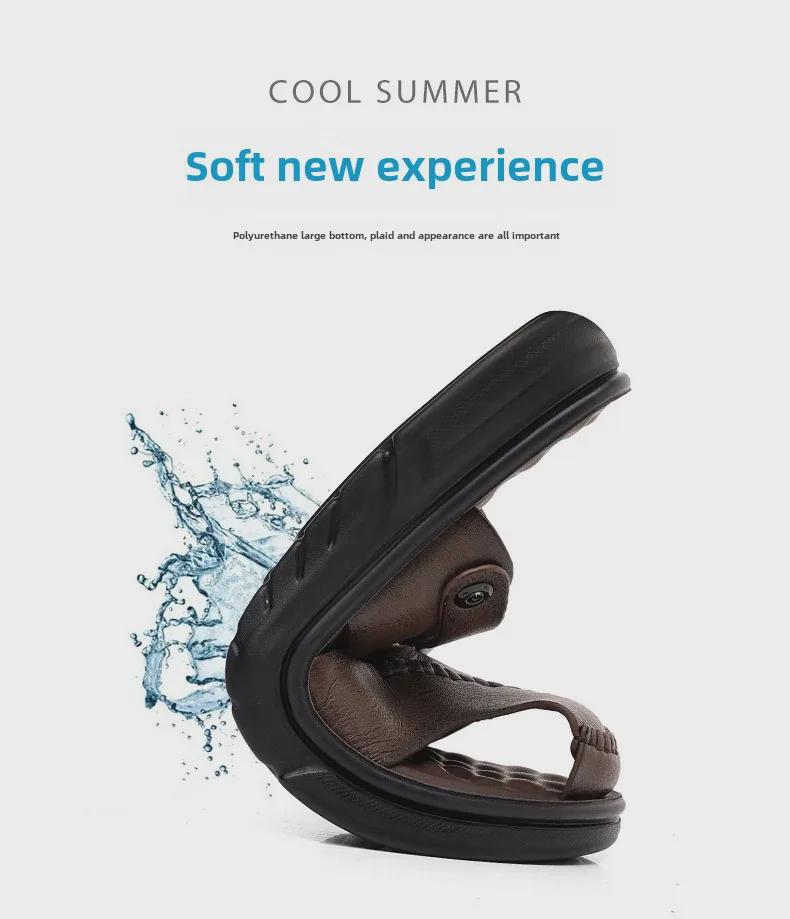 Men's Genuine Leather Summer Sandals – Breathable, Casual, Soft Beach Shoes for Outdoor Wear