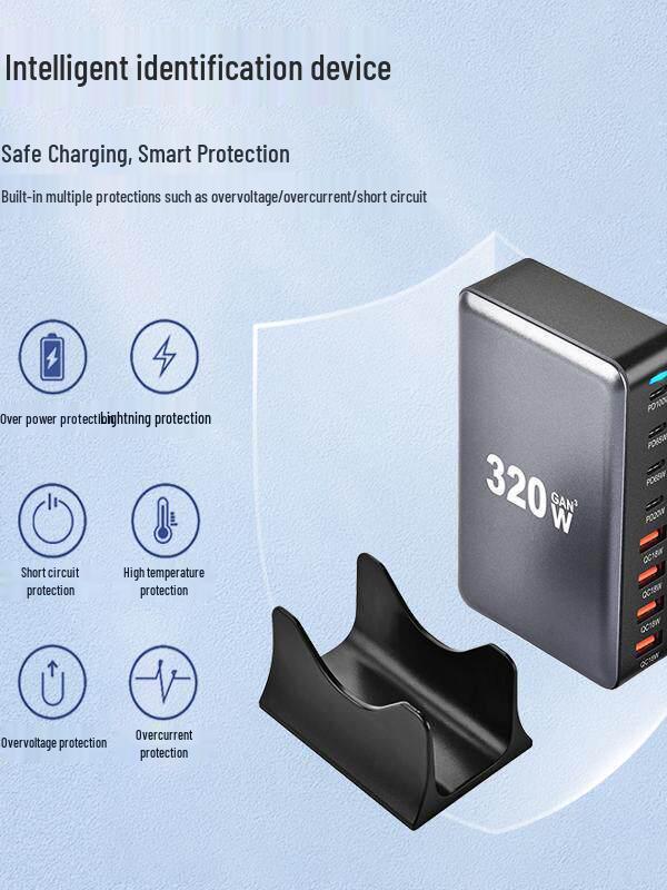 Многопортовое USB-зарядное устройство GaN мощностью 200 Вт с быстрой зарядкой PD100W