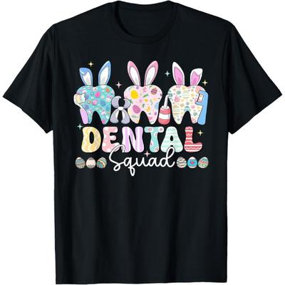 Женская футболка Dental Squad Пасхальный Весенний Кролик Зуб Стоматологическая Команда