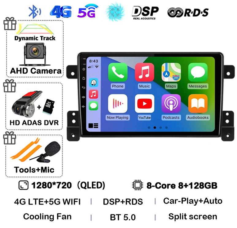 Android 14 Carplay Auto 4G+WiFi DSP для Suzuki Grand Vitara 2005-2015 Автомобильный радиоприемник Мультимедиа Видеоплеер GPS Головное устройство Стерео BT