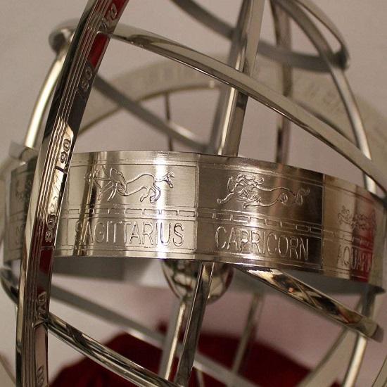 Армиллярная сфера из нержавеющей стали на деревянном постаменте