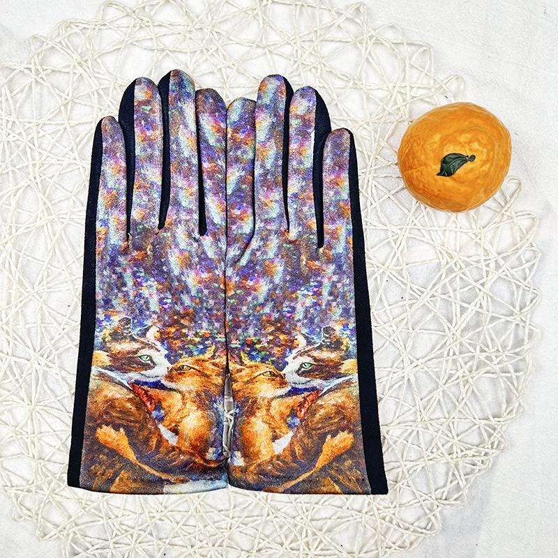 Модные 3D перчатки для масляной живописи женские замшевые флисовые утолщенные термоперчатки для сенсорных экранов