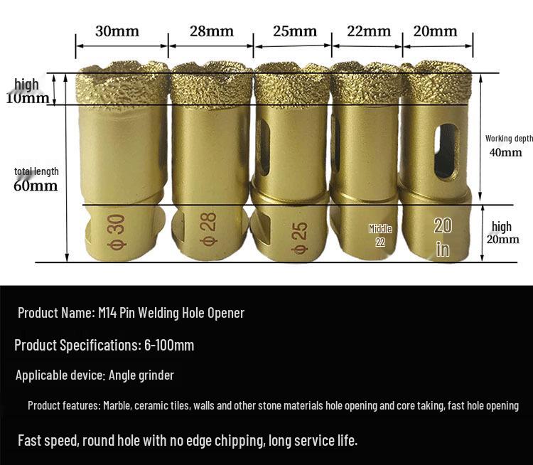 M14 Diamond Hole Saw for Marble and Ceramic Tiles