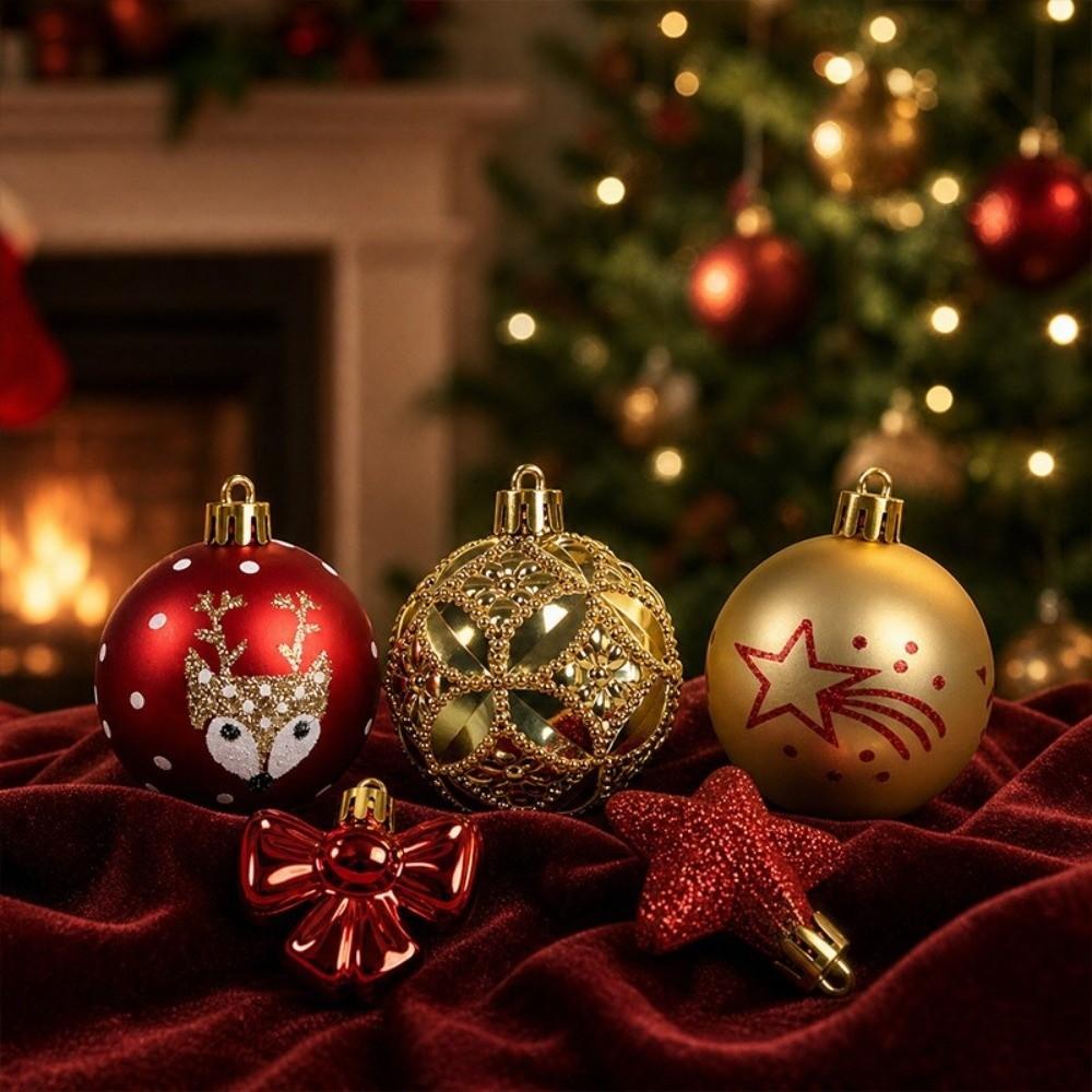 35Pcs Shatterproof Christmas Balls Pendant Set Star Christmas Ball Ornaments Window Decoration