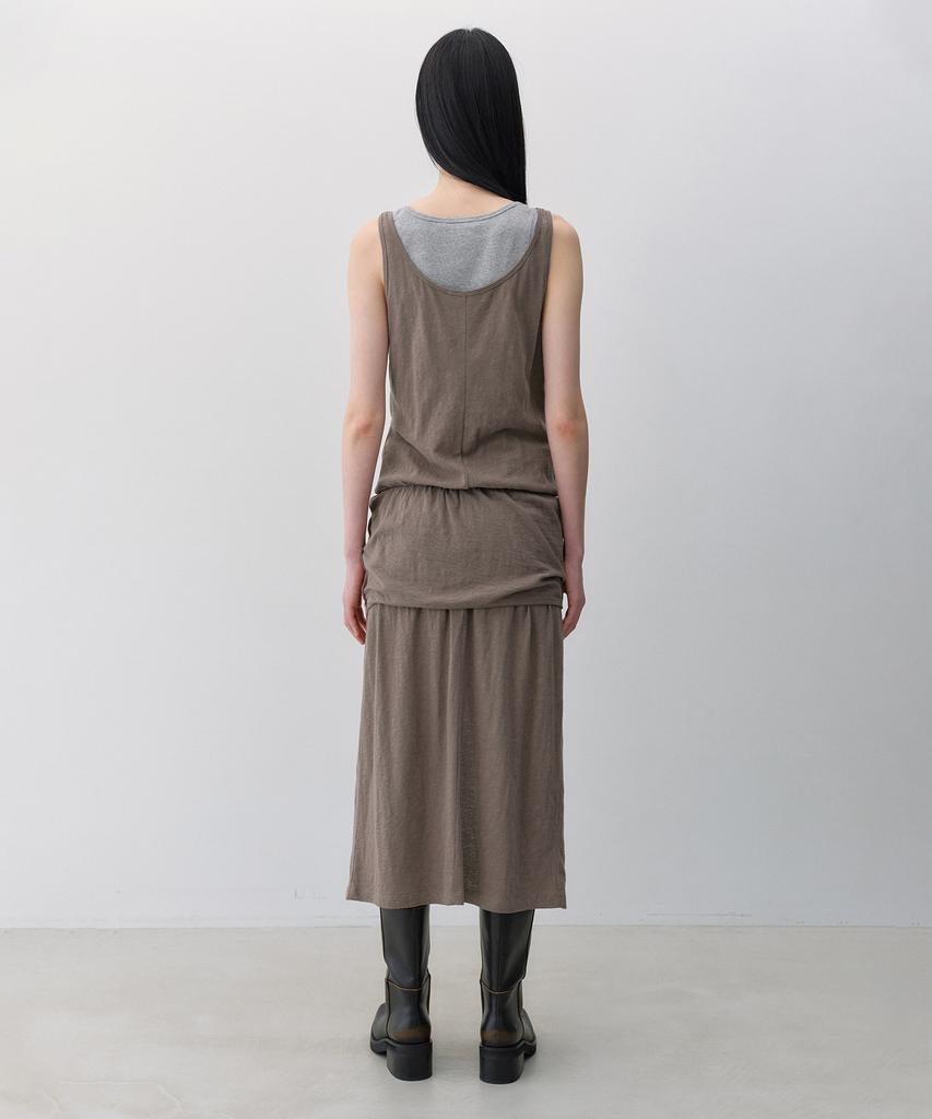 Insilence Woman Knit-Like Layered Dress Brown