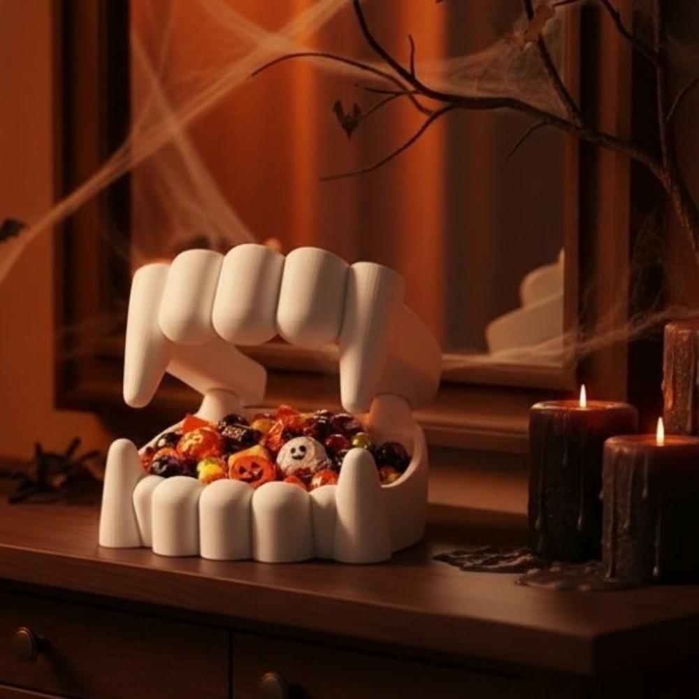 3D Printing Bloodsucker Teeth Candy Bowl Plastic Bloodsucker Teeth Desk Ornament Bar