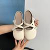 New Round Toe Shallow Mouth Soft Sole Slippers Women's Cross Pearl Band Non-slip Wrapped Head Slippers