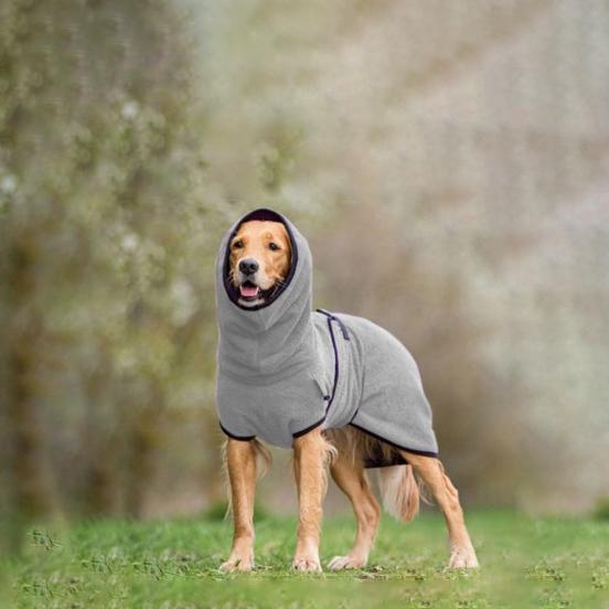 Пуловер Pet Хлопковый костюм для золотистого ретривера Утепленная однотонная одежда для собак с капюшоном