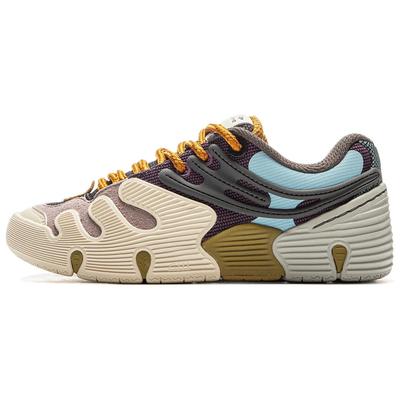 Li Ning Скользкие и износостойкие Покрытие Низкие Скейтбордические Кроссовки Унисекс Бежевый Серый Синий AEPV003-6